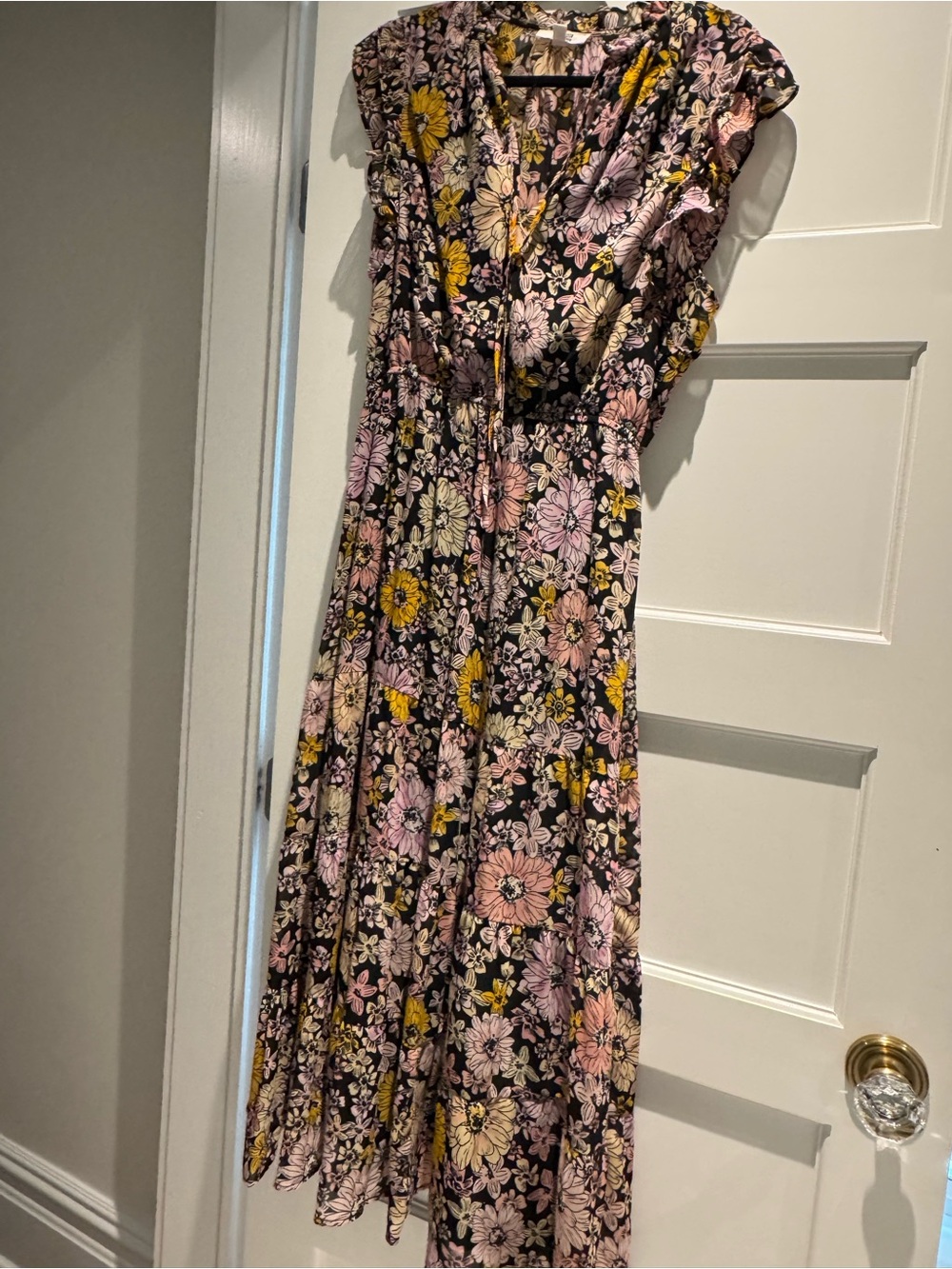 BB Dakota by Steve Madden Black Maxi Dress with Pink & Yellow Floral Print